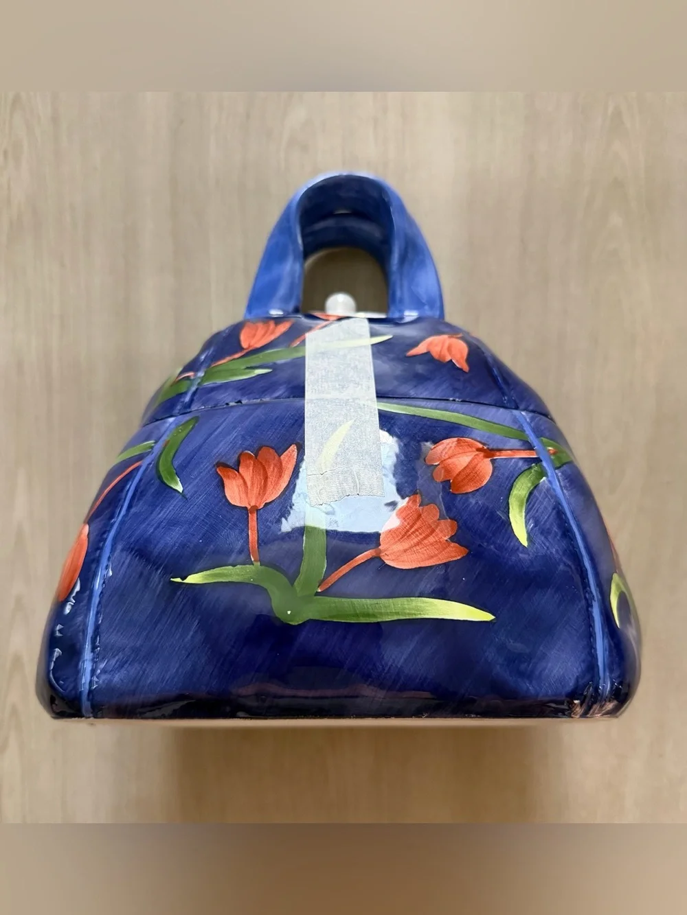 Vintage WCL Ceramic Pocketbook Cookie Jar - Hand Painted Floral